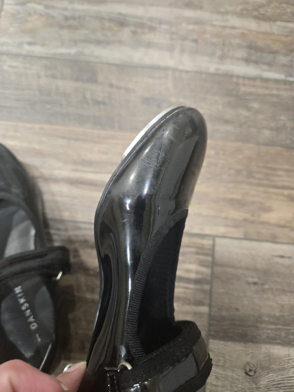 Danskin Size 1 Girls Black Patent Mary Jane Flats Tap Shoes For Dance Recital